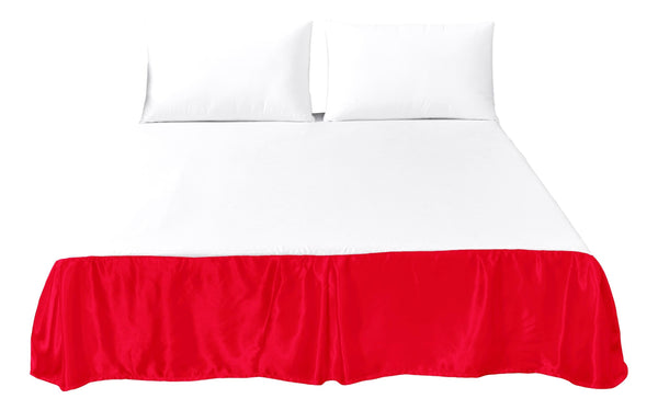 Tache Home Fashion Tache Satin Romantic Bright Red Glam Platform Tailored 14" Bed Skirt Dust Ruffle (HY4174)