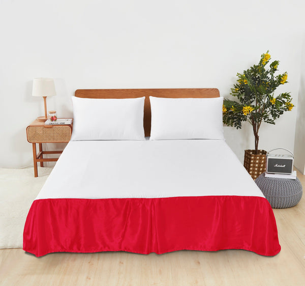 tache home fashion Tache Satin Romantic Bright Red Glam Platform Tailored 14" Bed Skirt Dust Ruffle (HY4174)