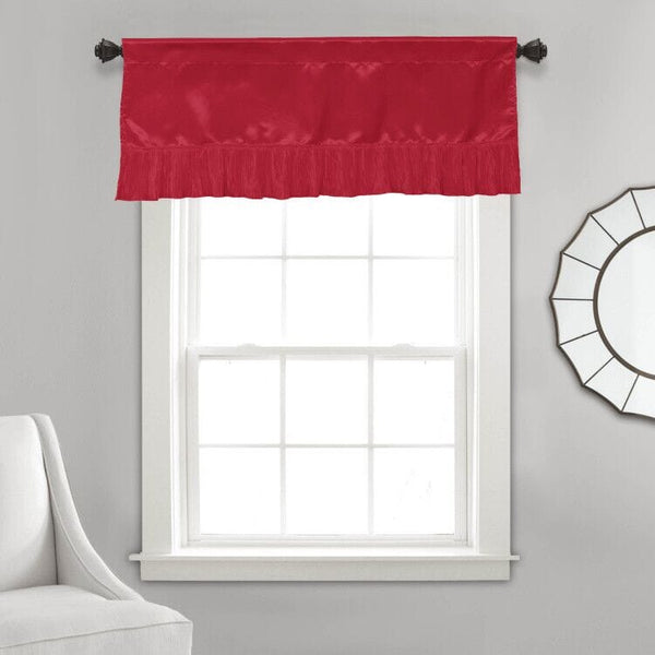 tache home fashion Tache Satin Romantic Red Victorian Glam Window Curtain 18x52" Valance (HY4174)
