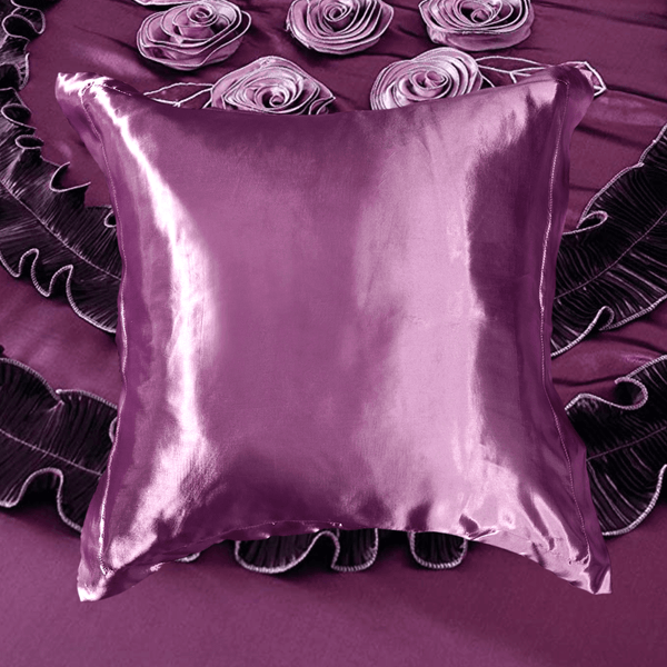 Tache Home Fashion Tache Satin Ruffle Dark Purple Midnight Bloom Euro Sham (BM6438)