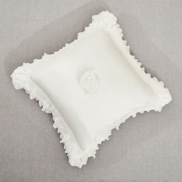Tache Home Fashion Tache Satin Ruffle Pearl White Ivory Sweet Victorian Euro Sham (MZ002W)