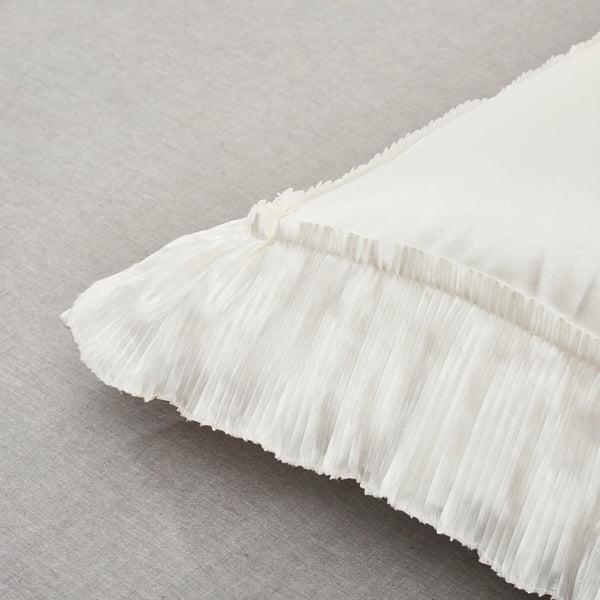 Tache Home Fashion Tache Satin Ruffle Pearl White Ivory Sweet Victorian Euro Sham (MZ002W)
