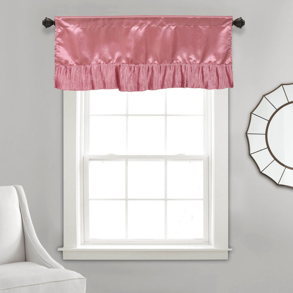 tache home fashion Tache Satin Ruffle Sweet Victorian Window Curtain Tailored Valance 18x52" Pink (MZ002)