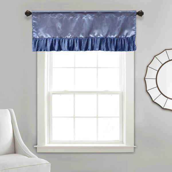 tache home fashion Tache Satin Ruffle Sweet Victorian Window Curtain Tailored Valance 18x52" Blue (MZ002)