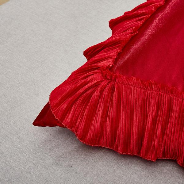 Tache Home Fashion Tache Satin Ruffle Victorian Glam Romantic Red Rose Euro Sham (HY4174)