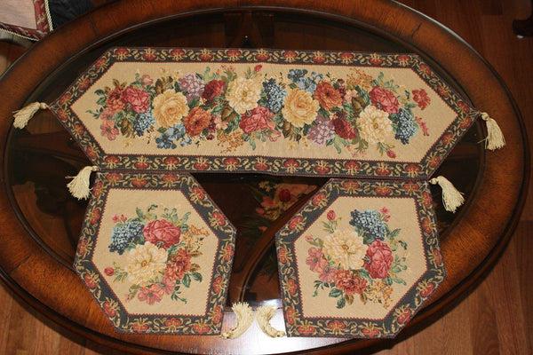 Tache Home Fashion Tache Set Of 3 Colorful Country Rustic Floral Morning Awakening Table Runner Set (3089B)