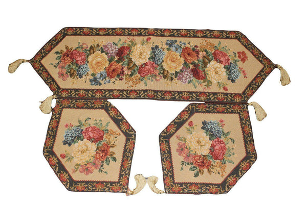 tache home fashion Tache Set of 3 Colorful Country Rustic Floral Morning Awakening Table Runner Set (3089B)