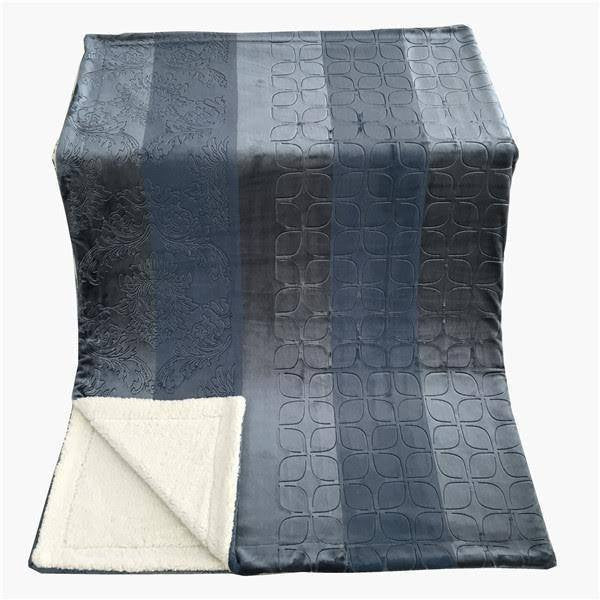 Tache Home Fashion Tache Solid Embossed Rainy Day Grey Blue Sherpa Throw Blanket (62090)