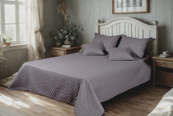 Tache Home Fashion Tache Solid Light Gray Silver Diamond Stitch Bubble Quilted Bedspread Set (DXJ109038-2)