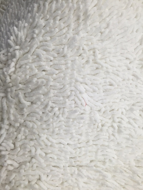 Tache Home Fashion Tache Solid White Ivory 100% Cotton Chenille Runner Doormats All Area Rug