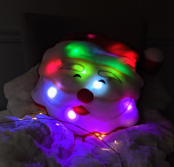 Tache Home Fashion Tache Squishy Light Up Cute Christmas Cheery Santa Microbead LED Throw Pillow
