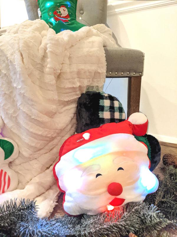 Tache Home Fashion Tache Squishy Light Up Cute Christmas Cheery Santa Microbead LED Throw Pillow