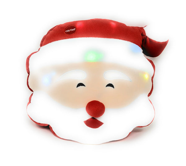 tache home fashion Tache Squishy Light Up Cute Christmas Cheery Santa Microbead LED Throw Pillow