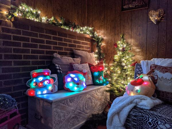 Tache Home Fashion Tache Squishy Light Up Cute Christmas Santa Stocking Microbead LED Throw Pillow