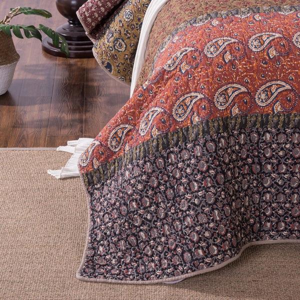 Tache Home Fashion Tache Sunset Blooms Floral Patchwork Cotton Multi Color Bedspread Quilt Set (JHW-825)