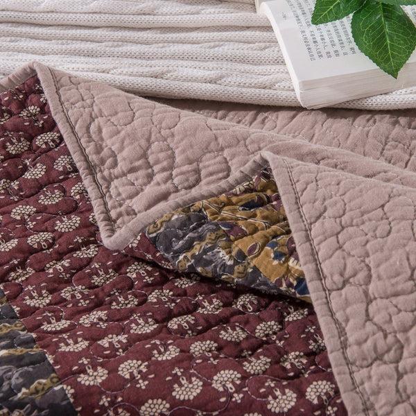 Tache Home Fashion Tache Sunset Blooms Floral Patchwork Cotton Multi Color Bedspread Quilt Set (JHW-825)