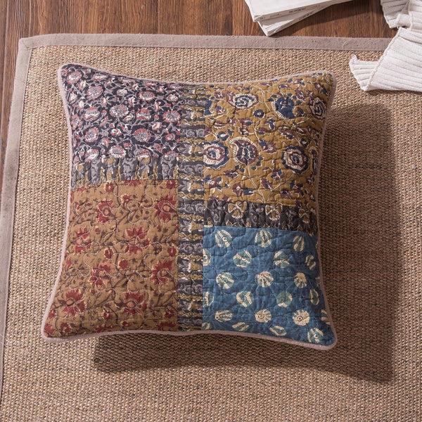Tache Home Fashion Tache Sunset Blooms Floral Quilted Patchwork Multi Color 2 Pieces Cushion Covers (JHW-825-18X18-2PC)