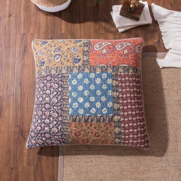 Tache Home Fashion Tache Sunset Blooms Floral Quilted Pillow Cover Patchwork 1 Piece Euro Sham (JHW-825-26X26-EURO)