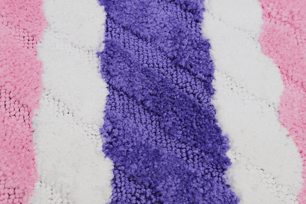 Tache Home Fashion Tache Super Absorbent Purple And Pink Striped Microfiber Wild Flower Floor Mats Rugs