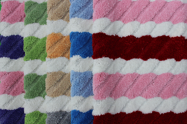 Tache Home Fashion Tache Super Absorbent Purple And Pink Striped Microfiber Wild Flower Floor Mats Rugs