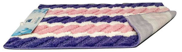 tache home fashion Tache Super Absorbent Purple and Pink Striped Microfiber Wild Flower Floor Mats Rugs