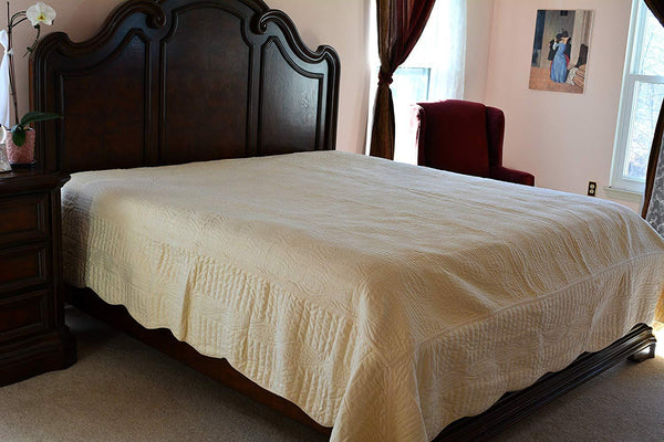 Tache Home Fashion Tache Super Soft Cream Scalloped Coral Reef Quilted Fleece Bedspread Set (DXJ109013-3)