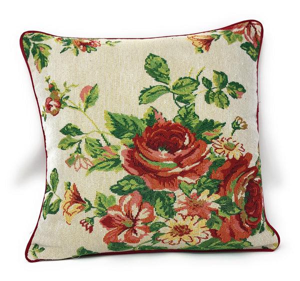 tache home fashion Tache Sweet Roses Vintage Ivory Woven Tapestry Throw Pillow Cover (17593CC)