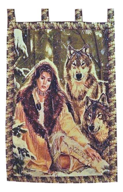 tache home fashion Tache Tapestry Runs With Wolves Native Tribal Wall Hanging 28 x 47 (12082)