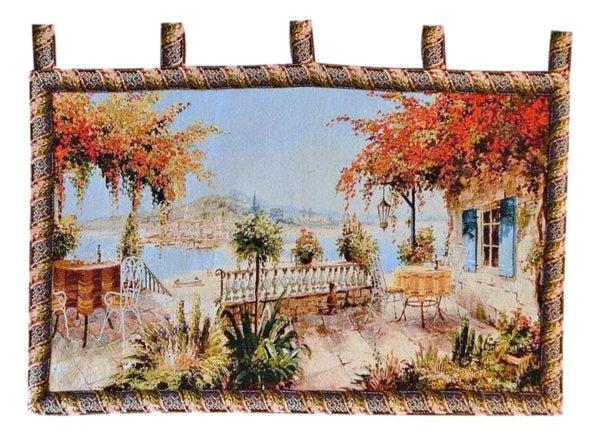 tache home fashion Tache Tapestry Summer Ocean View Coastal Table for Two Wall Hanging Art 28 x 47 (13571B)