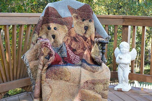 Tache Home Fashion Tache Teddy Bear Western Cowboy Tapestry Throw With Fringe (2173)