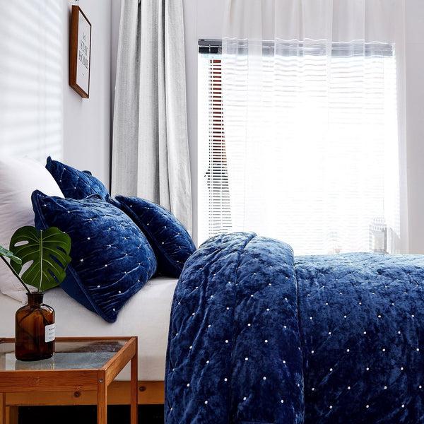 Tache Home Fashion Tache Velvet Dreams Dark Blue Plush Diamond Tufted Pillow Sham (JHW-853DB)