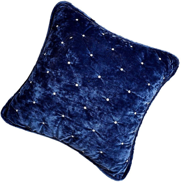 Tache Home Fashion Tache Velvet Dreams Dark Blue Plush Diamond Tufted Cushion Covers Euro Sham (JHW-853DB)