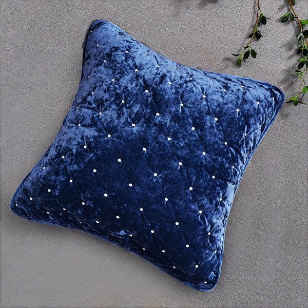 Tache Home Fashion Tache Velvet Dreams Dark Blue Plush Diamond Tufted Cushion Covers Euro Sham (JHW-853DB)