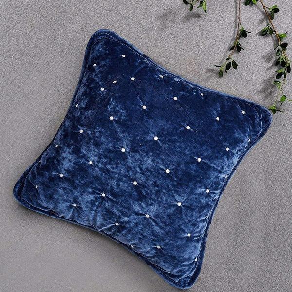 Tache Home Fashion Tache Velvet Dreams Dark Blue Plush Diamond Tufted Cushion Covers Euro Sham (JHW-853DB)