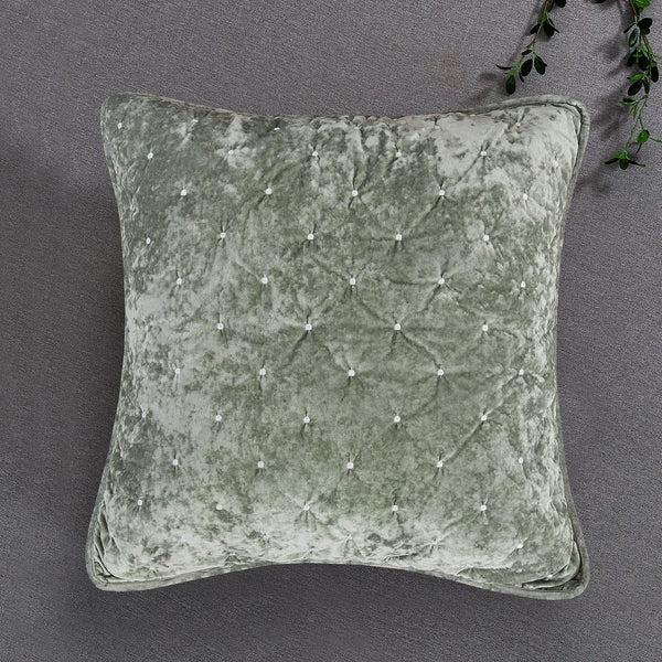 Tache Home Fashion Tache Velvet Dreams Light Green Plush Diamond Tufted Cushion Covers Euro Sham (JHW-853G)