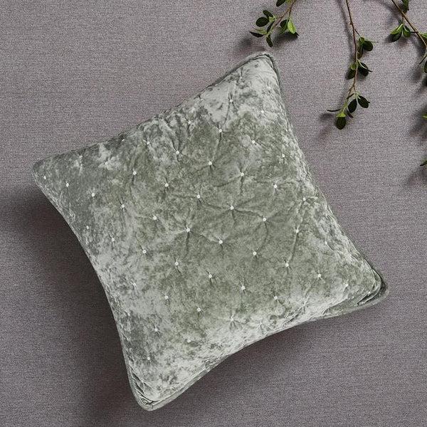 Tache Home Fashion Tache Velvet Dreams Light Green Plush Diamond Tufted Cushion Covers Euro Sham (JHW-853G)