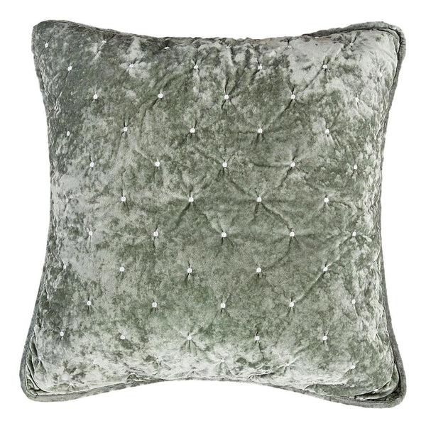 tache home fashion Tache Velvet Dreams Light Green Plush Diamond Tufted Cushion Covers Euro Sham (JHW-853G)