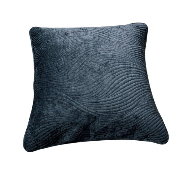 tache home fashion Tache Velvet Dreams Navy Blue Plush Waves Cushion Covers Euro Sham (JHW-852BL)