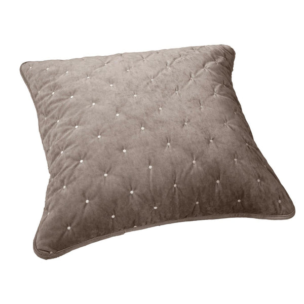 tache home fashion Tache Velvet Dreams Sand Taupe Beige Plush Diamond Tufted Cushion Covers Euro Sham (JHW-853B)