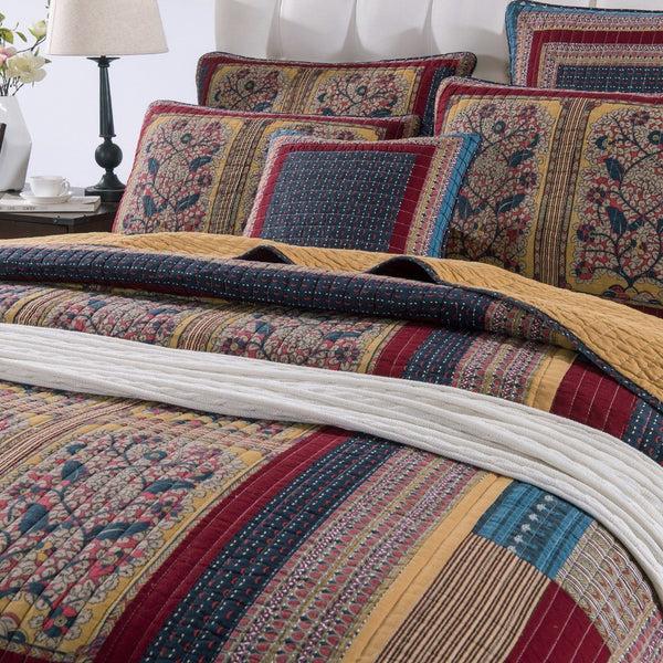 Tache Home Fashion Tache Vineyard Cottage Floral Lightweight Patchwork Bedspread Quilt Set (JHW-827)