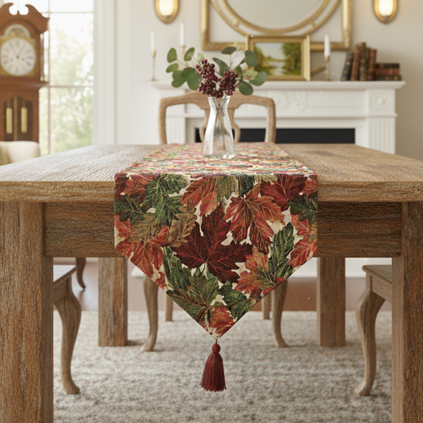Tache Home Fashion Tache Warm Colorful Thanksgiving Leaves Fall Foliage Tapestry Table Runners (11516)