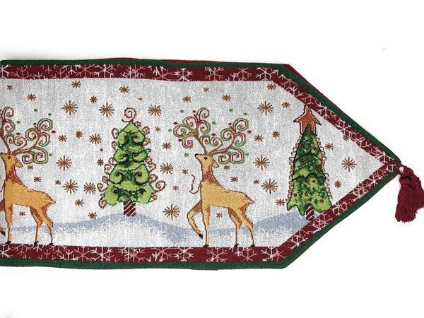 Tache Home Fashion Tache Winter Forest Reindeer Vintage Holiday Woven Tapestry Table Runners (9192TR)