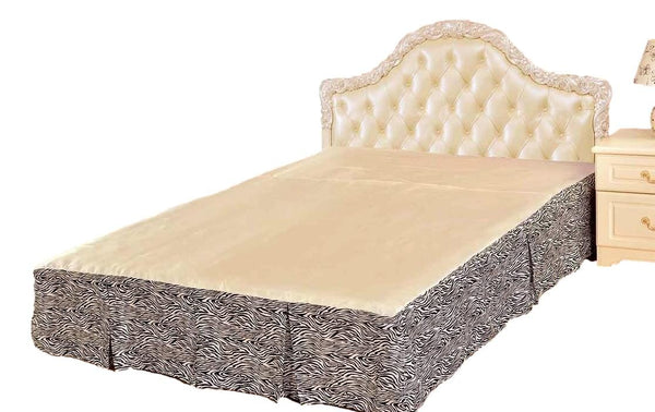 tache home fashion Tache Winter Moon Black Stripe Zebra Animal Print Gold Tailored Platform 14" Bed Skirt Dust Ruffle (BSK-4358L)