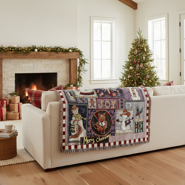 Tache Home Fashion Tache Wonderful Season Snowman Tapestry Throw Blanket With Fringe (2270)