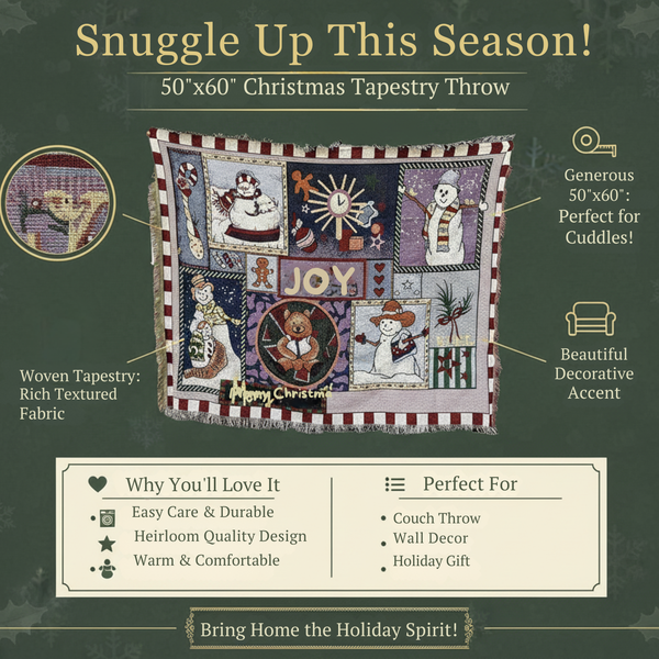 Tache Home Fashion Tache Wonderful Season Snowman Tapestry Throw Blanket With Fringe (2270)