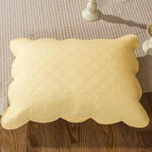Tache Home Fashion Tache Yellow Diamond Matelasse Scalloped Buttercup Puffs Pillow Sham (YELLEMDES)