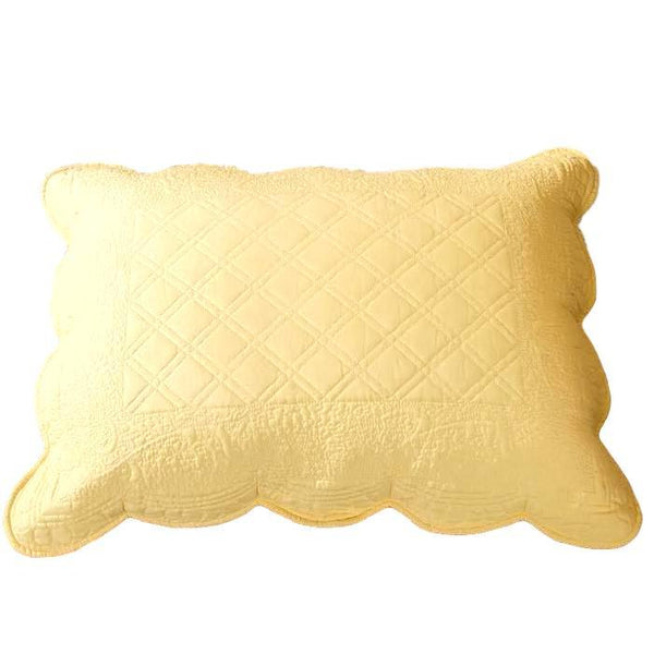 tache home fashion Tache Yellow Diamond Matelasse Scalloped Buttercup Puffs Pillow Sham (YELLEMDES)