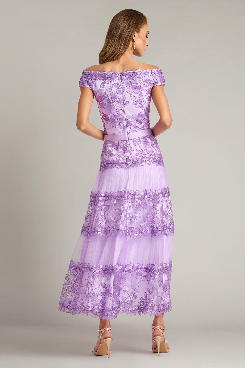 Tadashi Shoji Adriane Floral Embroidered Tea-Length Dress