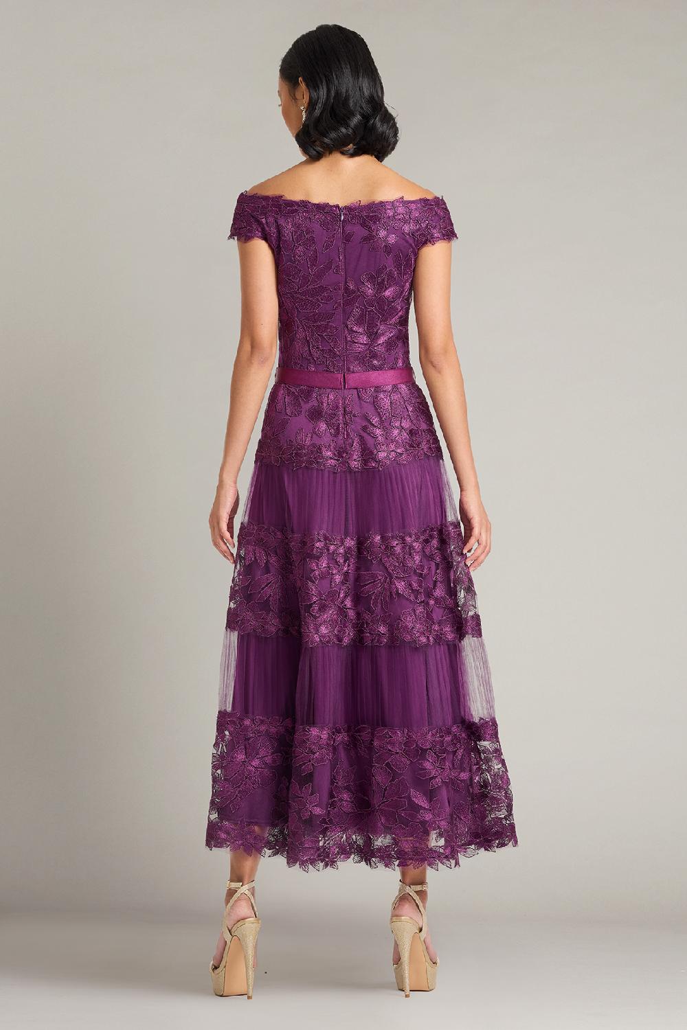 Tadashi Shoji Adriane Floral Embroidered Tea-Length Dress