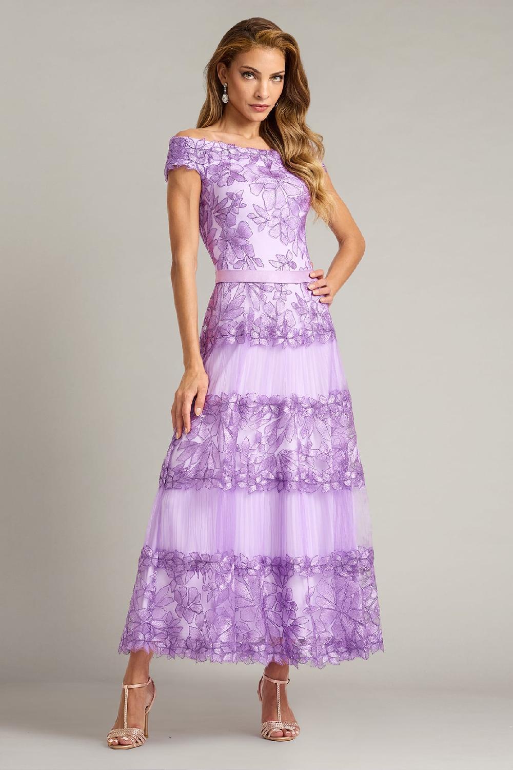 tadashi shoji Adriane Floral Embroidered Tea-Length Dress